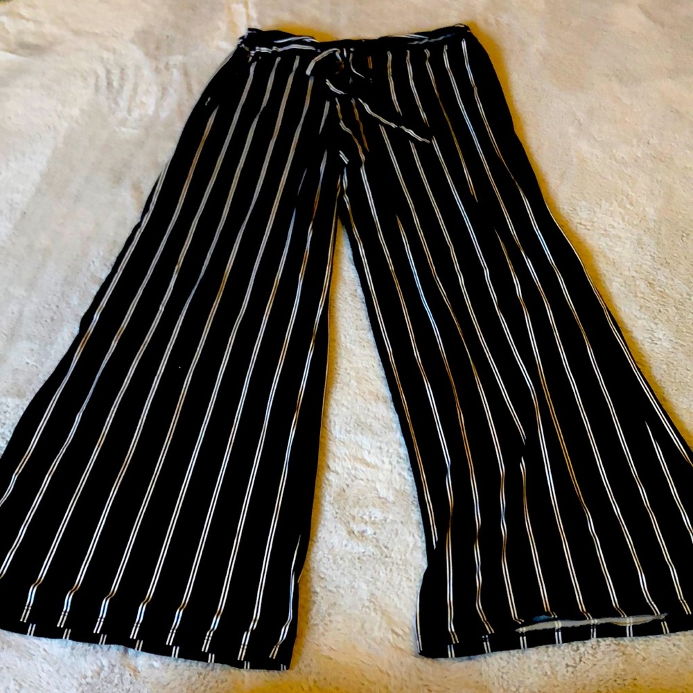 Black and white striped pants